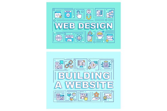 Building Website Word Concept Banner Set